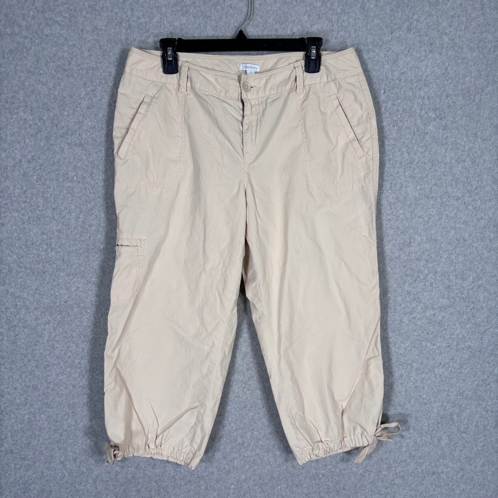 Vintage‎ Relativity Parachute Capri Pants 12 Cream Cotton Cargo Hiking Preppy